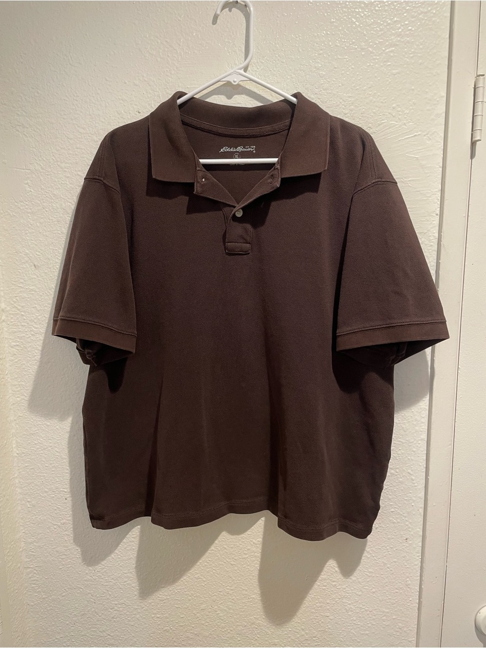 Eddie Bauer Men's Dark Brown Short Sleeve Cotton Pique Polo Golf Shirt XL